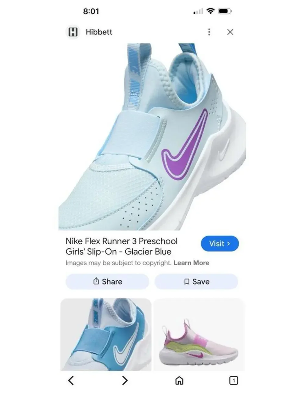 Nike Flex Runner 3 Glacier Blue Hyper Violet Kid Preschool Running FN1294